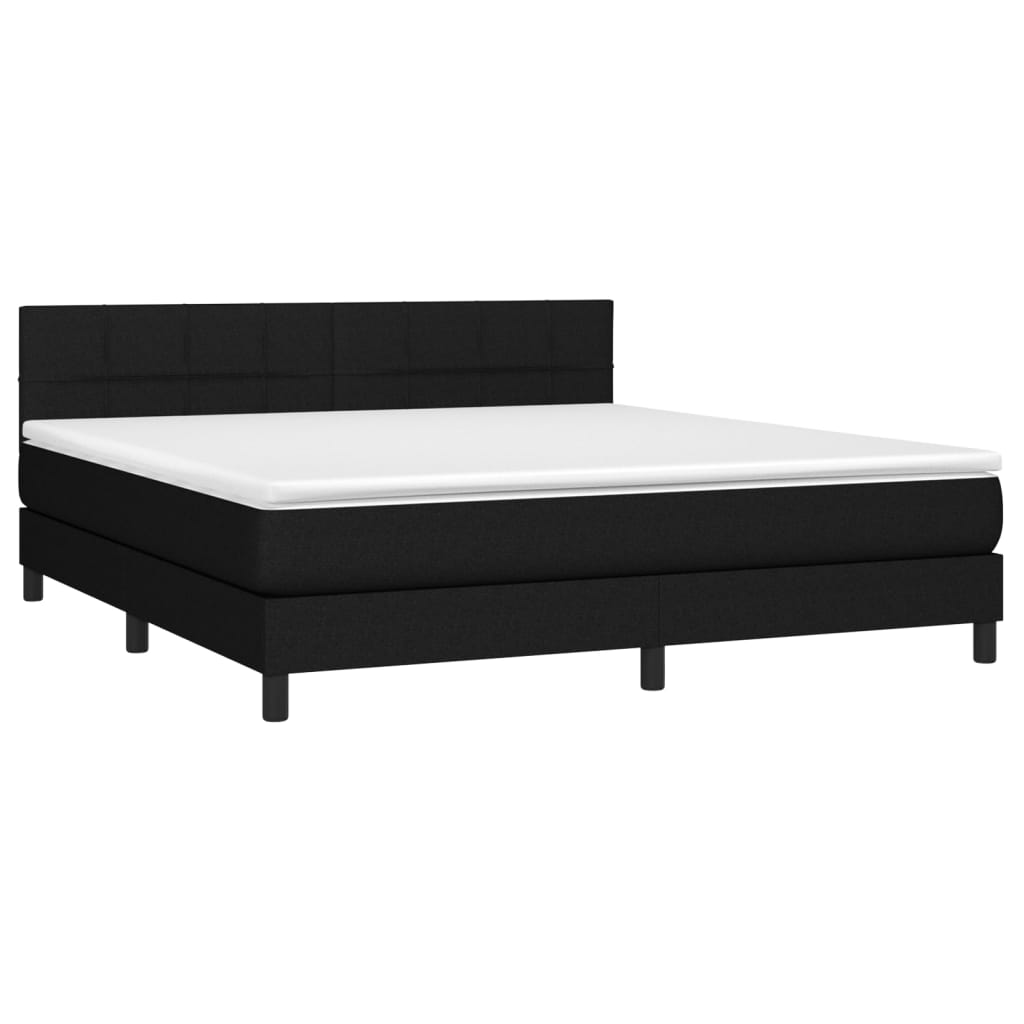 Boxspringbett mit Matratze & LED Schwarz 160x200 cm Stoff