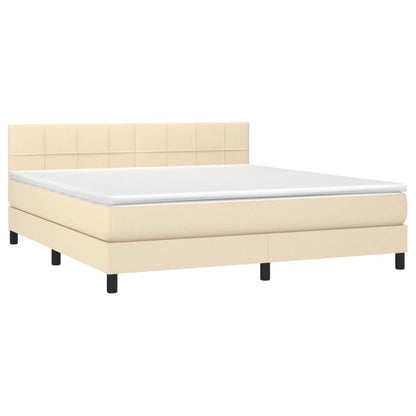 Boxspringbett mit Matratze & LED Creme 160x200 cm Stoff