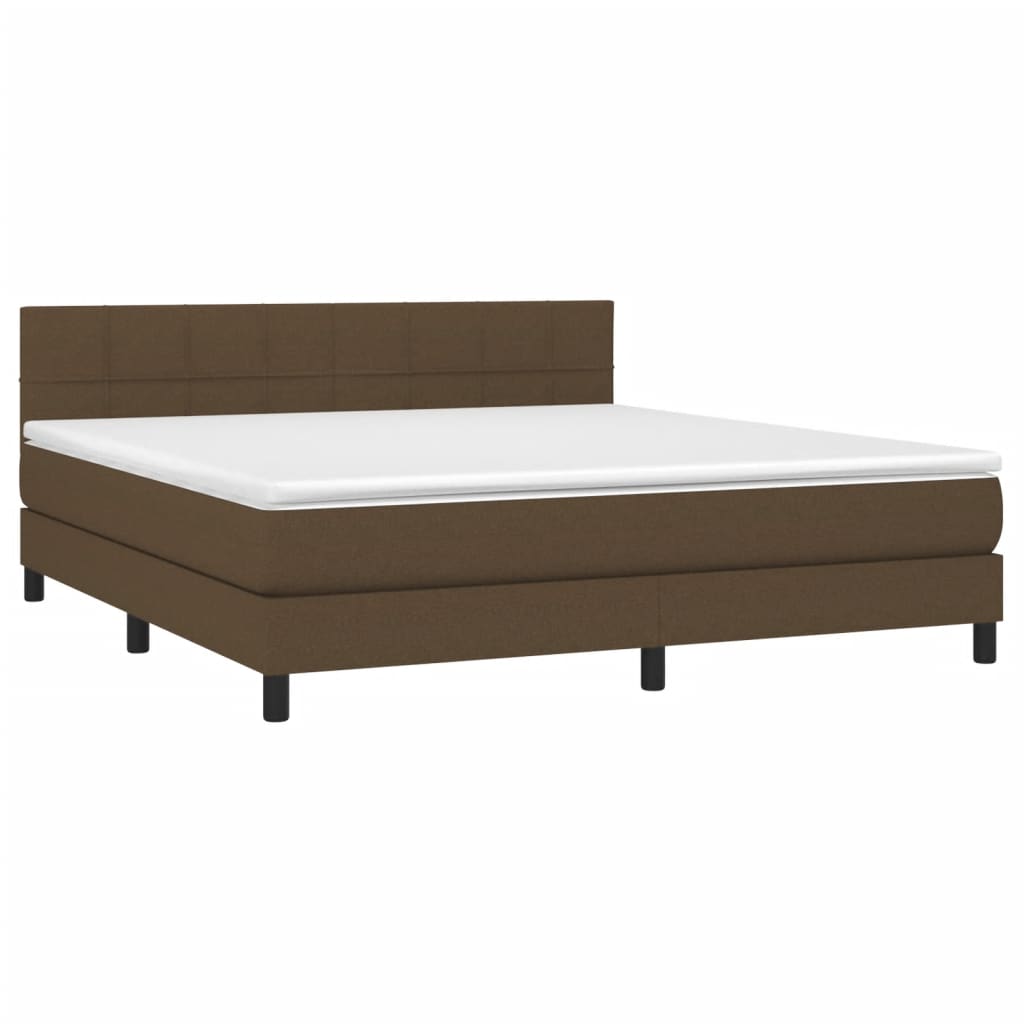 Boxspringbett mit Matratze & LED Dunkelbraun 180x200 cm Stoff