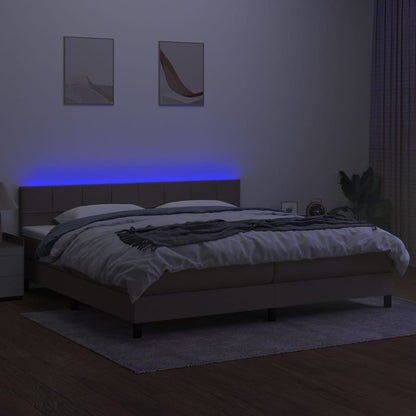 Boxspringbett mit Matratze & LED Taupe 200x200 cm Stoff