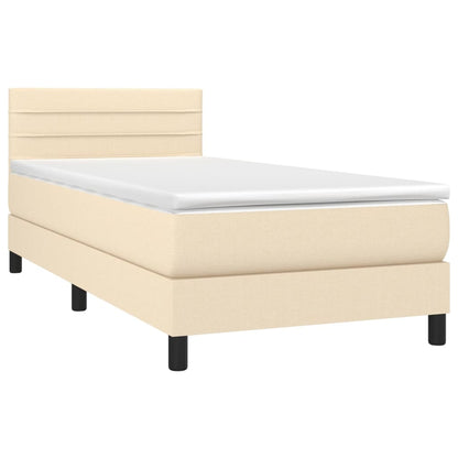 Boxspringbett mit Matratze & LED Creme 90x200 cm Stoff