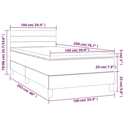 Boxspringbett mit Matratze & LED Blau 100x200 cm Stoff