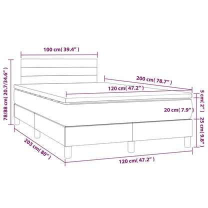 Boxspringbett mit Matratze & LED Hellgrau 120x200 cm Stoff