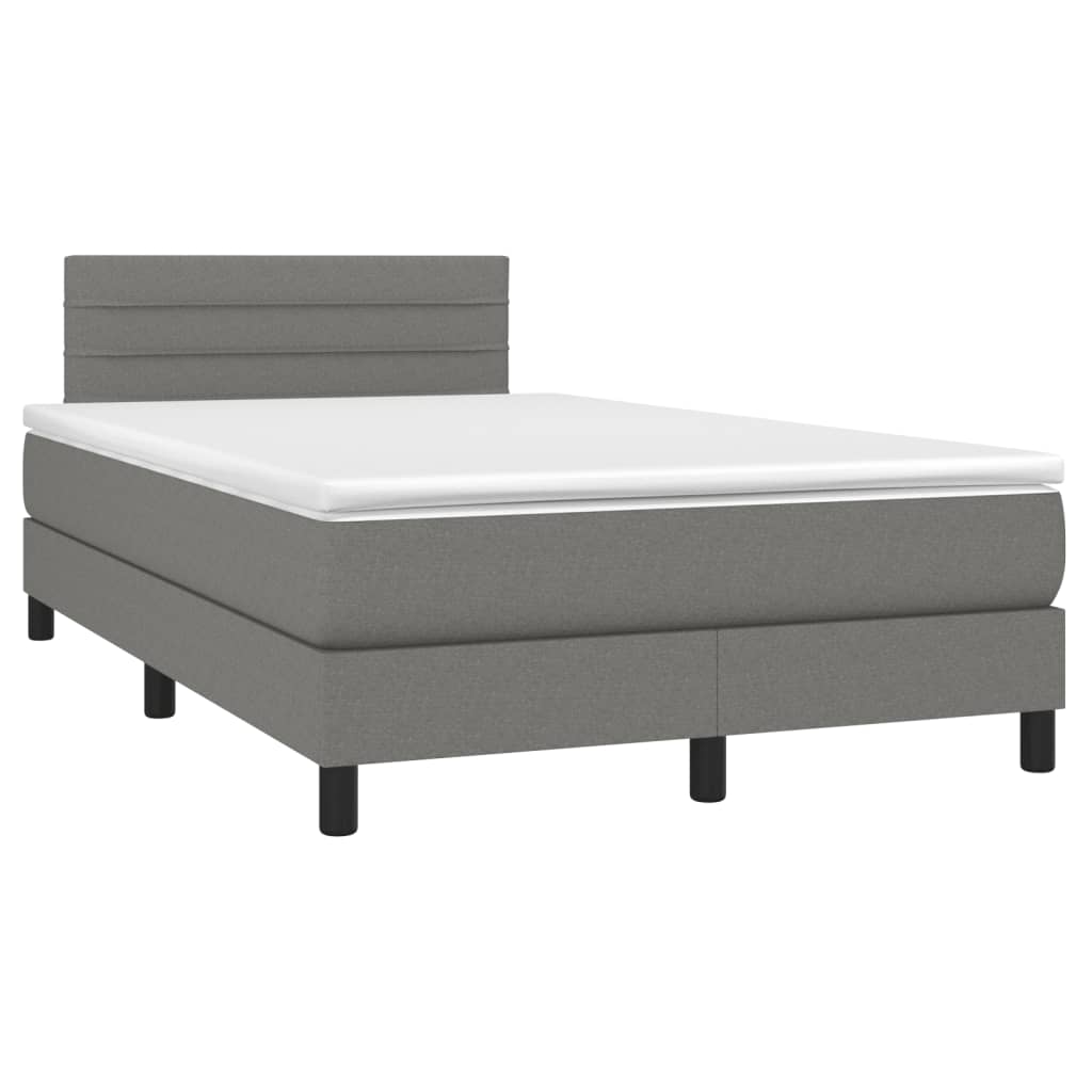 Boxspringbett mit Matratze & LED Dunkelgrau 120x200 cm Stoff