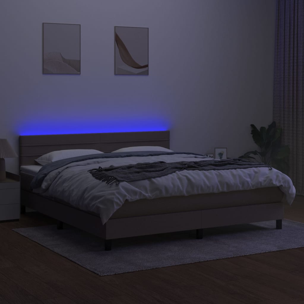 Boxspringbett mit Matratze & LED Taupe 180x200 cm Stoff