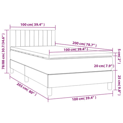 Boxspringbett mit Matratze & LED Grün 100x200 cm Stoff