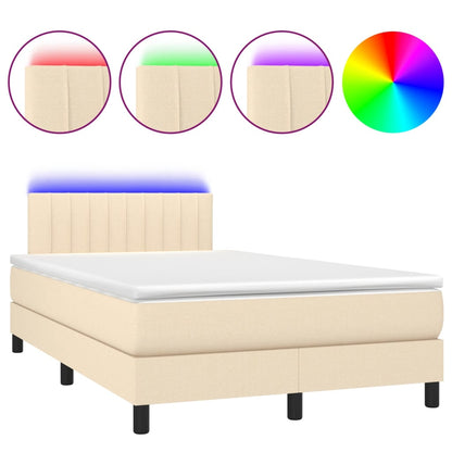 Boxspringbett mit Matratze & LED Creme 120x200 cm Stoff