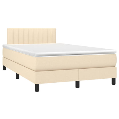 Boxspringbett mit Matratze & LED Creme 120x200 cm Stoff