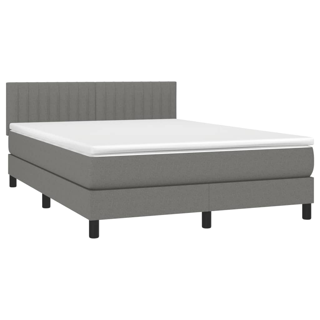 Boxspringbett mit Matratze & LED Dunkelgrau 140x200 cm Stoff