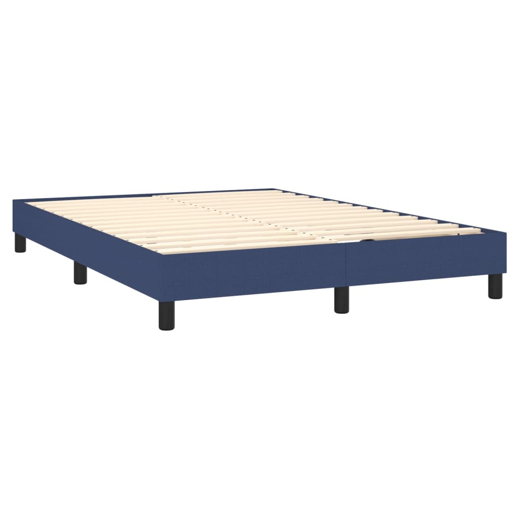 Boxspringbett mit Matratze & LED Blau 140x200 cm Stoff