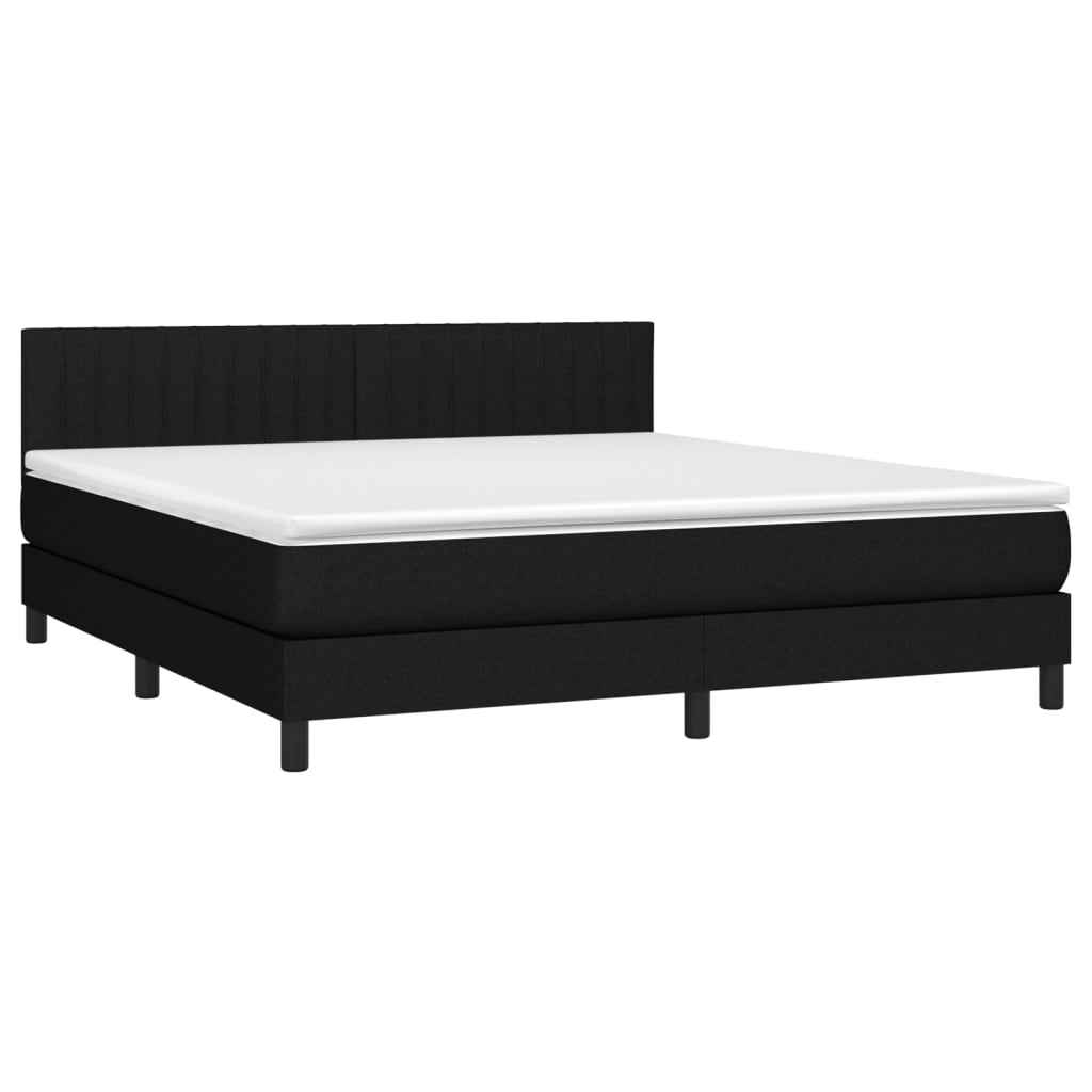 Boxspringbett mit Matratze & LED Schwarz 160x200 cm Stoff