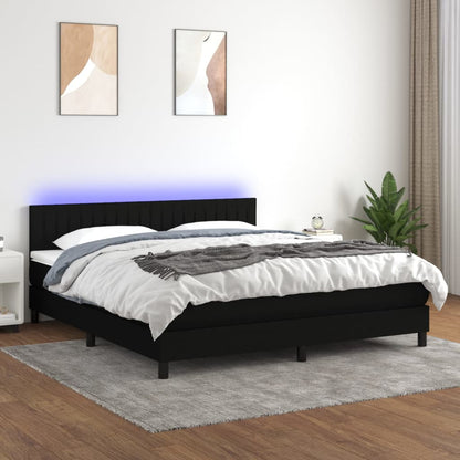 Boxspringbett mit Matratze & LED Schwarz 180x200 cm Stoff