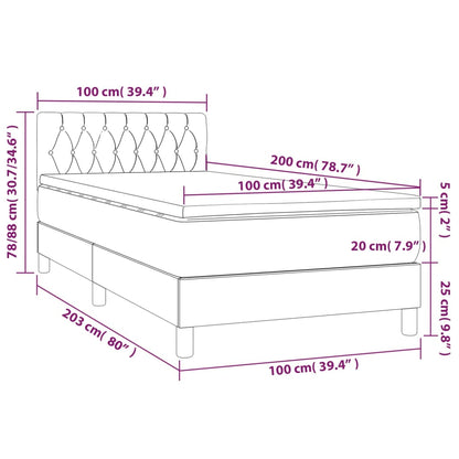 Boxspringbett mit Matratze & LED Dunkelbraun 100x200 cm Stoff