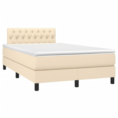 Boxspringbett mit Matratze & LED Creme 120x200 cm Stoff