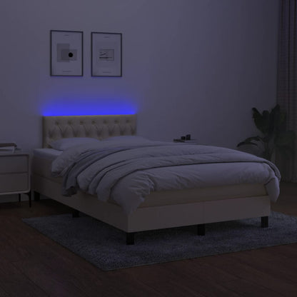 Boxspringbett mit Matratze & LED Creme 120x200 cm Stoff