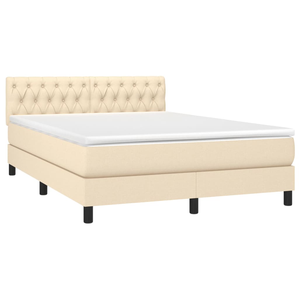 Boxspringbett mit Matratze & LED Creme 140x200 cm Stoff