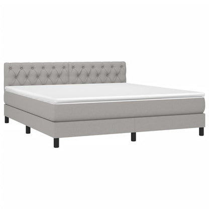 Boxspringbett mit Matratze & LED Hellgrau 160x200 cm Stoff