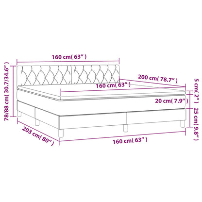 Boxspringbett mit Matratze & LED Hellgrau 160x200 cm Stoff