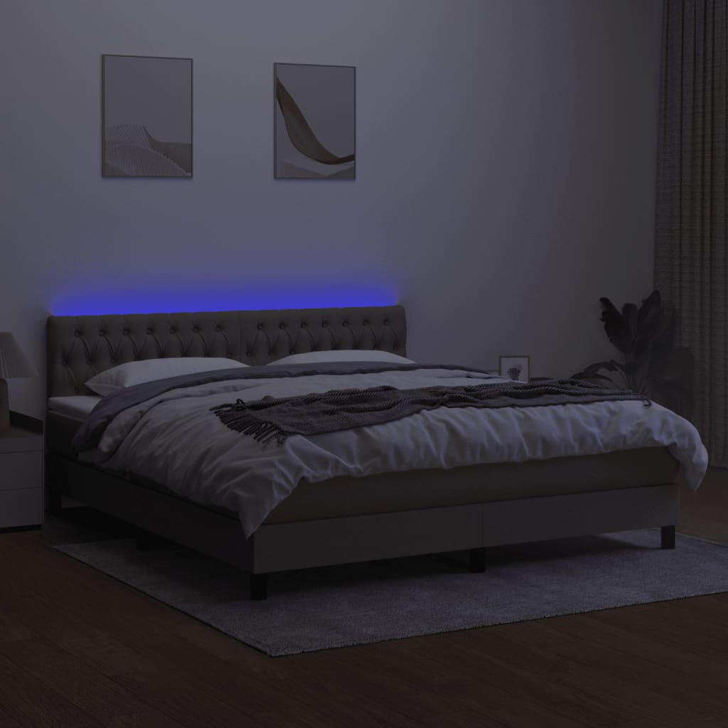 Boxspringbett mit Matratze & LED Taupe 160x200 cm Stoff