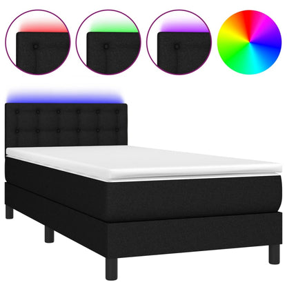 Boxspringbett mit Matratze & LED Schwarz 90x190 cm Stoff