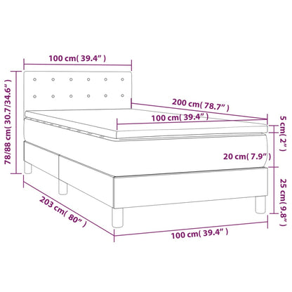 Boxspringbett mit Matratze & LED Dunkelgrau 100x200 cm Stoff