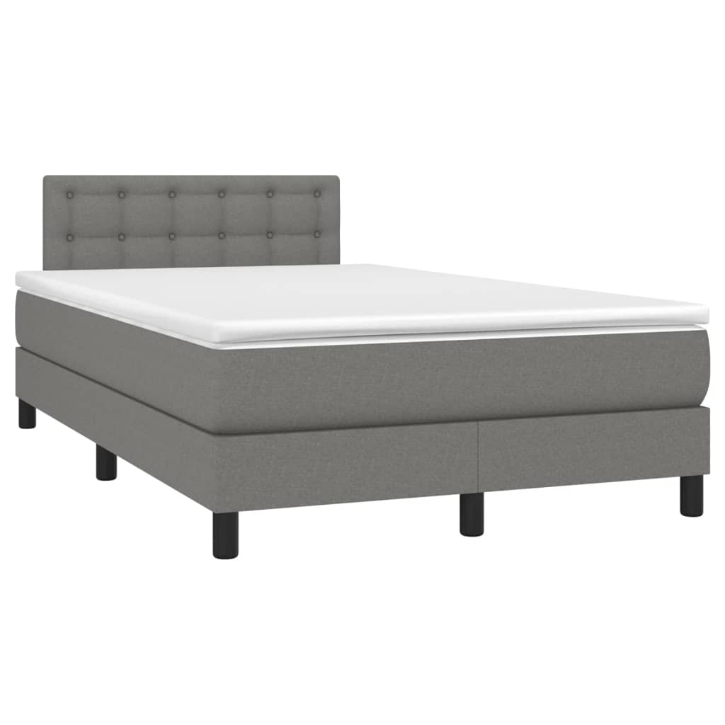 Boxspringbett mit Matratze & LED Dunkelgrau 120x200 cm Stoff