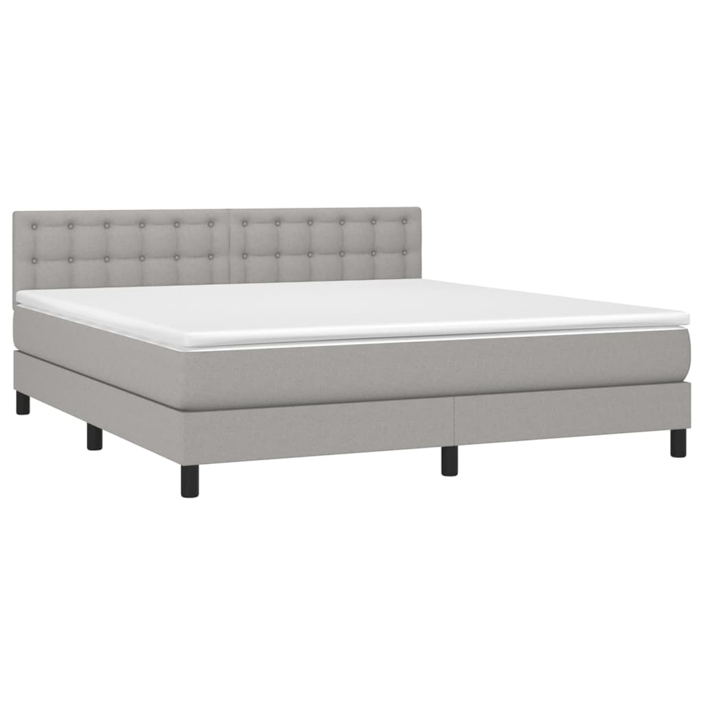 Boxspringbett mit Matratze & LED Hellgrau 160x200 cm Stoff