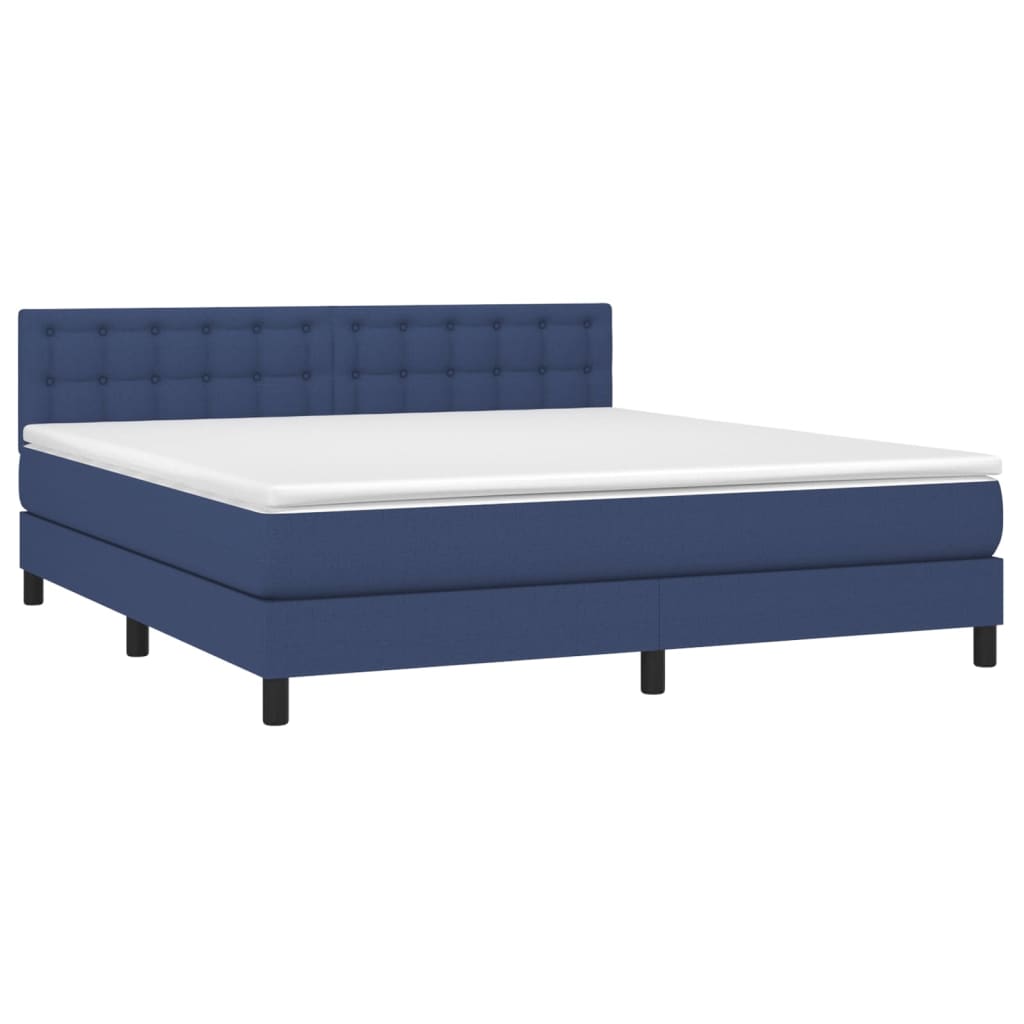 Boxspringbett mit Matratze & LED Blau 160x200 cm Stoff