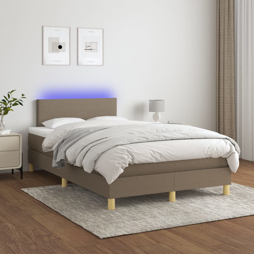 Boxspringbett mit Matratze & LED Taupe 120x200 cm Stoff