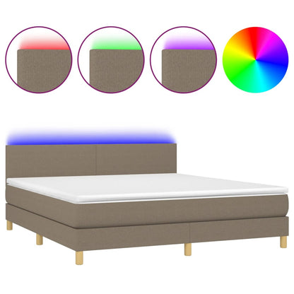 Boxspringbett mit Matratze & LED Taupe 160x200 cm Stoff