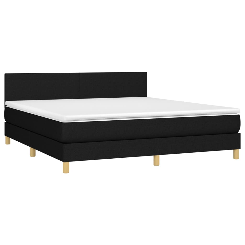 Boxspringbett mit Matratze & LED Schwarz 180x200 cm Stoff