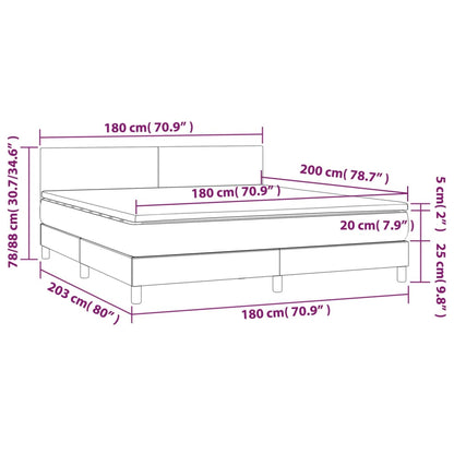 Boxspringbett mit Matratze & LED Schwarz 180x200 cm Stoff