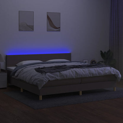 Boxspringbett mit Matratze & LED Taupe 200x200 cm Stoff