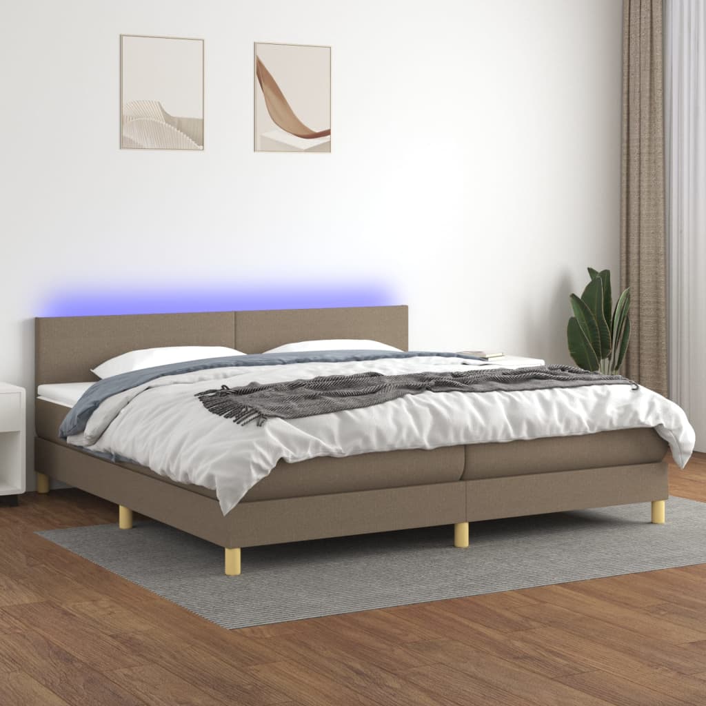 Boxspringbett mit Matratze & LED Taupe 200x200 cm Stoff