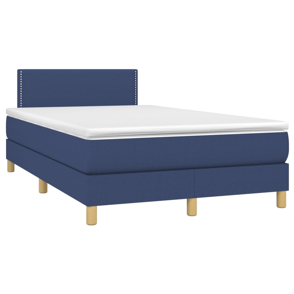 Boxspringbett mit Matratze & LED Blau 120x200 cm Stoff