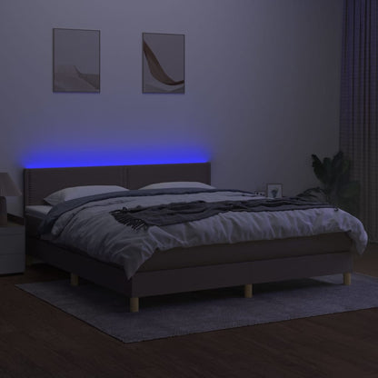 Boxspringbett mit Matratze & LED Taupe 160x200 cm Stoff