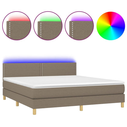 Boxspringbett mit Matratze & LED Taupe 180x200 cm Stoff