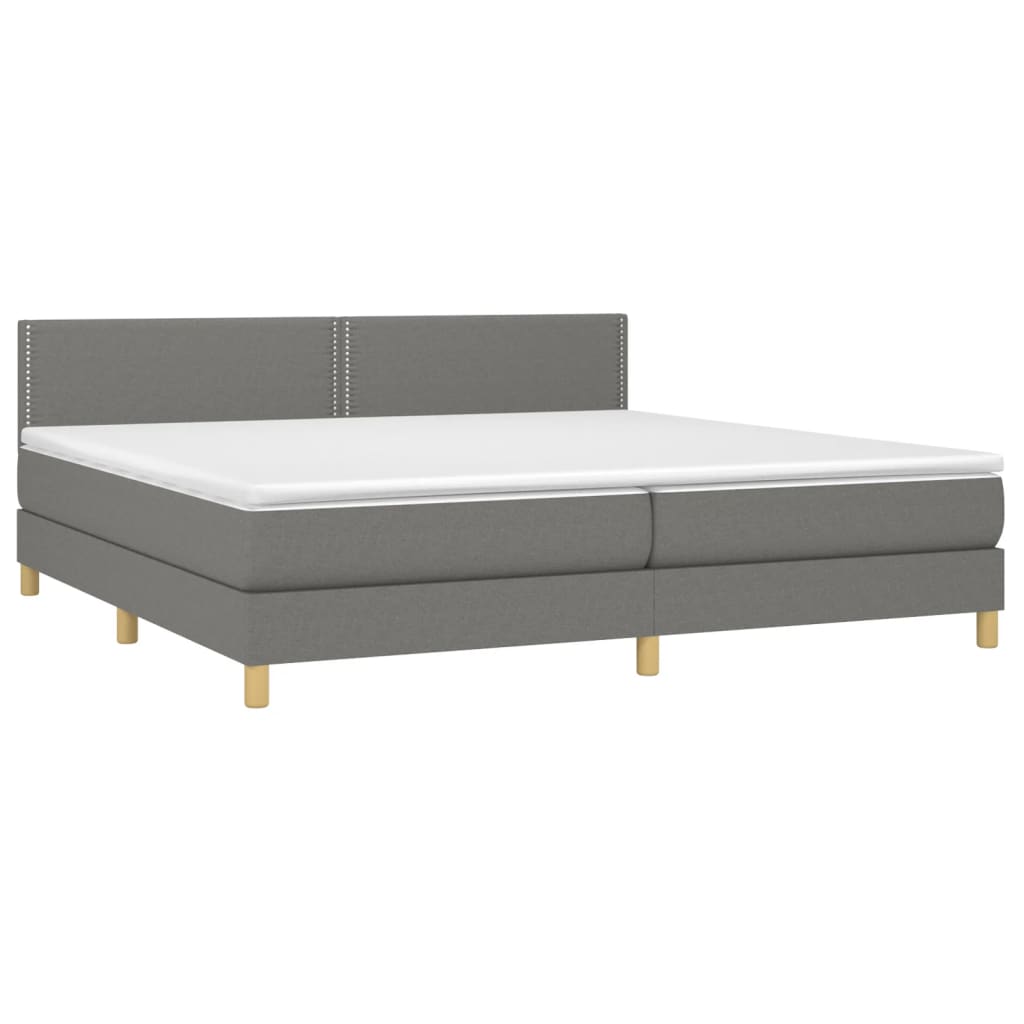 Boxspringbett mit Matratze & LED Dunkelgrau 200x200 cm Stoff