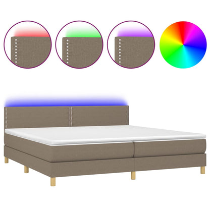 Boxspringbett mit Matratze & LED Taupe 200x200 cm Stoff