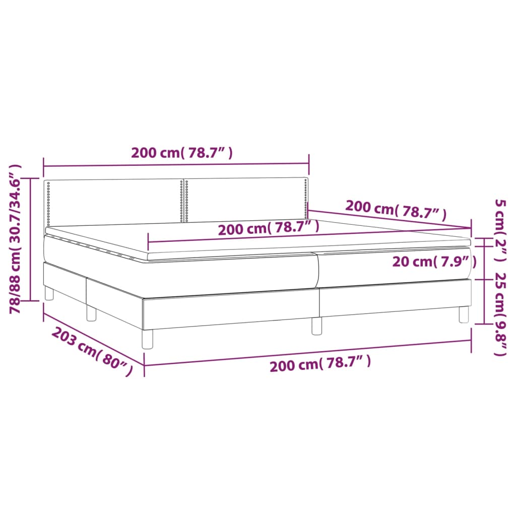 Boxspringbett mit Matratze & LED Taupe 200x200 cm Stoff