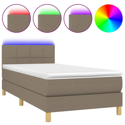 Boxspringbett mit Matratze & LED Taupe 100x200 cm Stoff