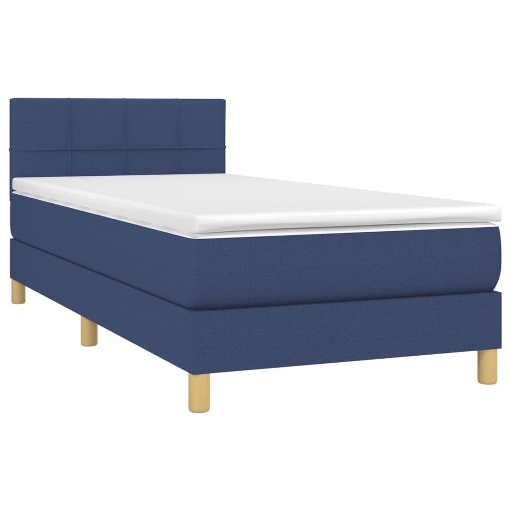 Boxspringbett mit Matratze & LED Blau 100x200 cm Stoff