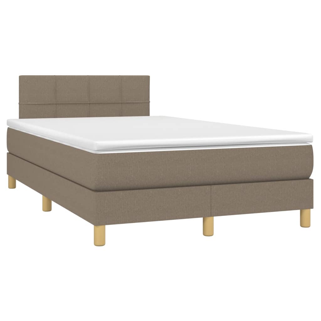 Boxspringbett mit Matratze & LED Taupe 120x200 cm Stoff