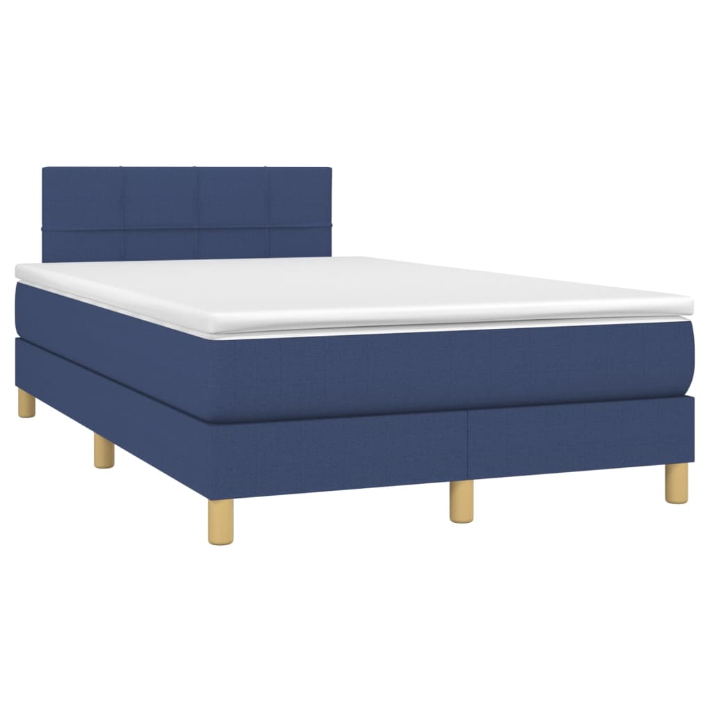 Boxspringbett mit Matratze & LED Blau 120x200 cm Stoff