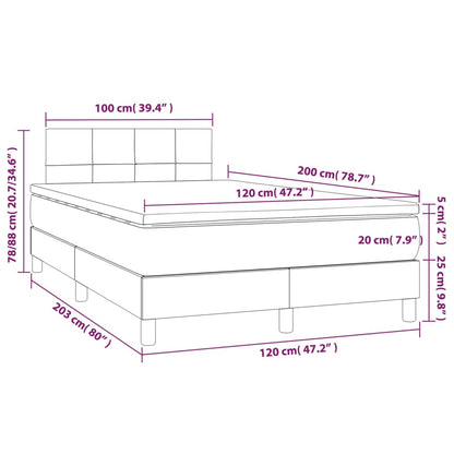 Boxspringbett mit Matratze & LED Blau 120x200 cm Stoff