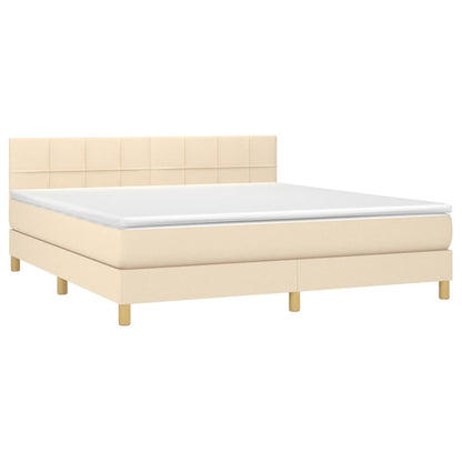 Boxspringbett mit Matratze & LED Creme 160x200 cm Stoff