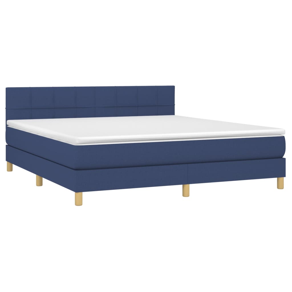 Boxspringbett mit Matratze & LED Blau 160x200 cm Stoff