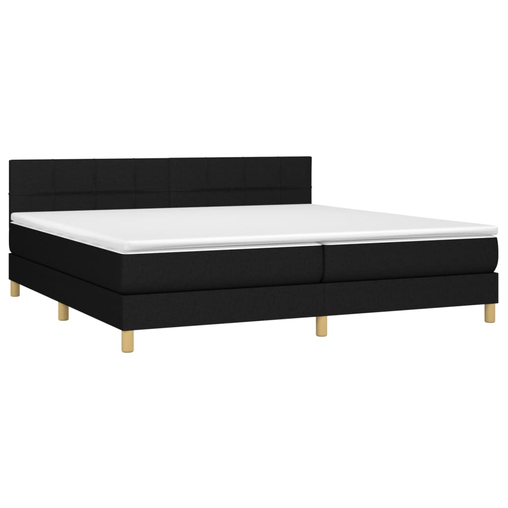 Boxspringbett mit Matratze & LED Schwarz 200x200 cm Stoff