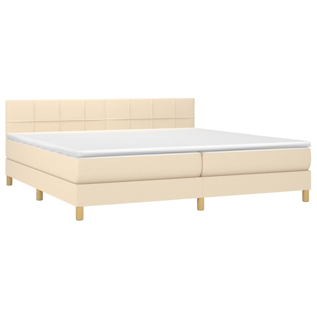 Boxspringbett mit Matratze & LED Creme 200x200 cm Stoff