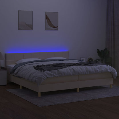 Boxspringbett mit Matratze & LED Creme 200x200 cm Stoff